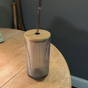 Glass Tumbler with Bamboo Lid and Straw